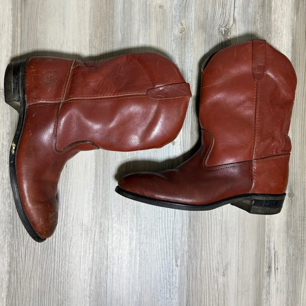 Vtg dingo Work Boots Mens 10.5 Made in USA 70s worn western cowboy rugged‎ WORN